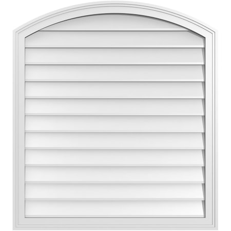 Ekena Millwork Arch Top Surface Mount PVC Gable Vent: Functional, w/ 2"W x 1-1/2"P Brickmould Frame, 34"W x 38"H GVPAR34X3802SF